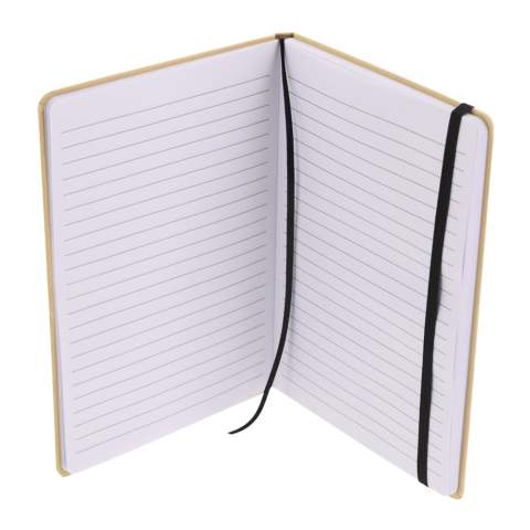 Notebook with cardboard cover, black ribbon, black elastic band and 160 creamed coloured lined 70g/m² pages.