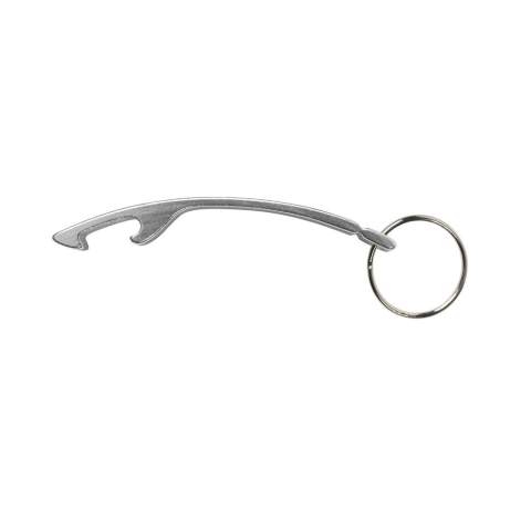Arched aluminium opener and keyring.