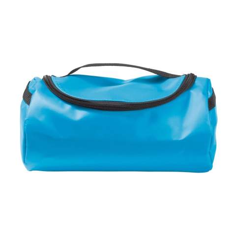Handy toiletry bag made of sturdy material. The bag is completely lined and has mesh pockets inside.