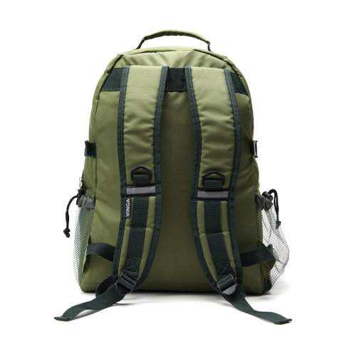 Spacious backpack with cooling function and many compartments. 600D polyester.