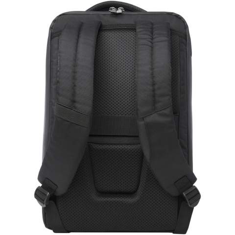 Der schlanke, kompakte und robuste GRS-zertifizierte Expedition Pro Laptop-Rucksack ist der perfekte Begleiter für Berufstätige, die viel unterwegs sind. Er ist aus wasserabweisendem 900D RPET gefertigt, kombiniert mit hochwertigen PU-Elementen und RPET-Futter. Er verfügt über ein spezielles 15,6"-Laptopfach, ein Tablet-Fach, mehrere Organisationsfächer, eine Vordertasche mit Reißverschluss und eine versteckte Tasche direkt unter dem Tragegurt auf der Rückseite. Die gepolsterten und verstellbaren Schultergurte, das integrierte Kartenfach, die Sonnenbrillenschlaufe, die geformte Netzrückseite sowie der gepolsterte Tragegriff sorgen für maximalen Tragekomfort und Bequemlichkeit. Fassungsvermögen: 12 Liter. PVC frei.