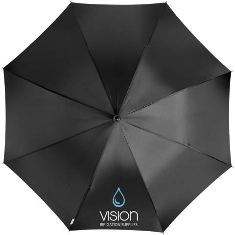 Parapluie au design exclusif avec fonction d'ouverture automatique. Tige et cadre métalliques. Poignée incurvée revêtue de caoutchouc avec détail en aluminium. Poignée au design spécial permettant de suspendre le parapluie à la table. Pochette assortie.