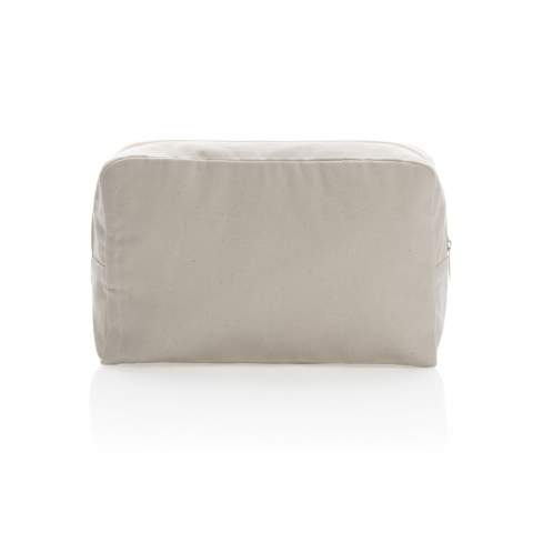 A classic Impact AWARE™ 285gsm recycled canvas toiletry for all your essentials. Keep your beauty essentials in one roomy compartment. With AWARE™ tracer that validates the genuine use of recycled materials. The recycled canvas is undyed and used in its raw form, without chemicals from dyeing or bleaching. 2% of proceeds of each Aware™ product sold will be donated to Water.org.<br /><br />PVC free: true