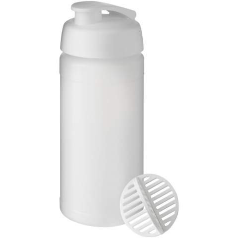 Single-wall sport bottle with shaker ball for the smooth mixing of protein shakes. Features a spill-proof lid with flip closure. Volume capacity is 500 ml. Made in the UK. BPA-free. EN12875-1 compliant and dishwasher safe.
