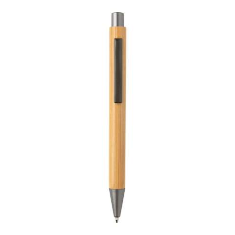 Combineer moderne stijl met uitstekend schrijfcomfort. Deze klikpen is gemaakt met bamboe en metalen details. De pen wordt geleverd met blauwe Duitse Dokumental® inktvulling en t/c-bal voor ultra vloeiend schrijfplezier, schrijflengte 1200 meter.
