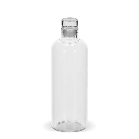 Use this crystal clear borosilicate glass bottle for drinking, mixing, or serving your favorite drinks. The sleek glass bottles feature a flexible stop to prevent spills and preserve your drinks. The absence of visible joints or seams enhances its sleek, elegant design, making it a refined choice for any occasion. 