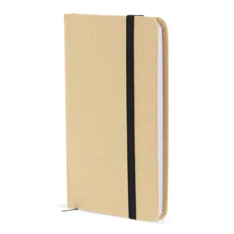 Notebook with cardboard cover, black ribbon, black elastic band and 160 creamed coloured lined 70g/m² pages.