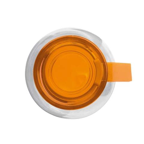 Enkelwandige drinkfles van Tritan materiaal met transparant gekleurde dop. Deze fles is uitgerust met een handige siliconen band zodat deze eenvoudig te dragen is of om bijvoorbeeld aan een tas te bevestigen. De fles is alleen geschikt voor koude, niet-koolzuurhoudende dranken en is BPA vrij. Geleverd in een geschenk verpakking.