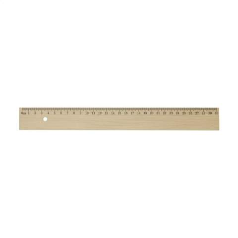 Lineal (30 cm) aus Lindenholz, mit eingelegtem Metallstreifen.