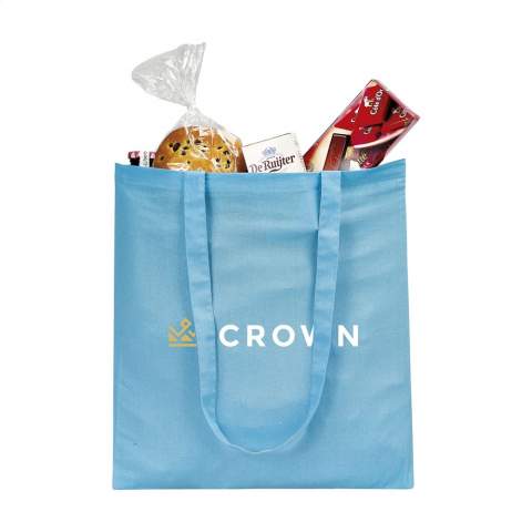Quality shopping bag with long handles, made of 100% woven cotton (135 g/m²)