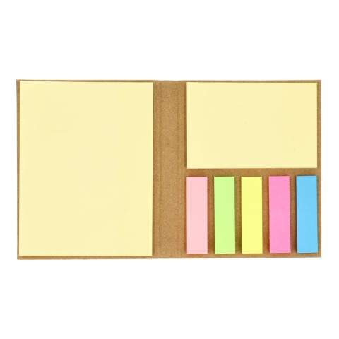 This sustainable booklet, made from craft paper, features three sizes of sticky notes: 50 sheets of 100 x 75mm notes, 25 sheets of 75 x 50mm notes, and 125 sheets of 45 x 12mm notes (25 sheets each in five colors). It’s an essential tool for organizing notes and reminders.