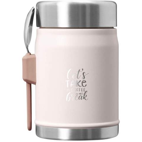 The Stanley Legendary food jar with spork is the ultimate companion for meals on the go, whether you’re traveling or camping. Compact yet spacious, it offers ample room for your favourite hot or cold dishes. The insulated lid features a pressure-release valve, making it easy to open even with temperature changes. Its wide-mouth design allows for effortless filling, pouring, and cleaning. Made from durable stainless steel, it’s top-rack dishwasher safe for quick and easy maintenance. It also comes with a stainless steel spork that fits securely into the side bracket, so you’re always ready to enjoy your meal wherever you are.