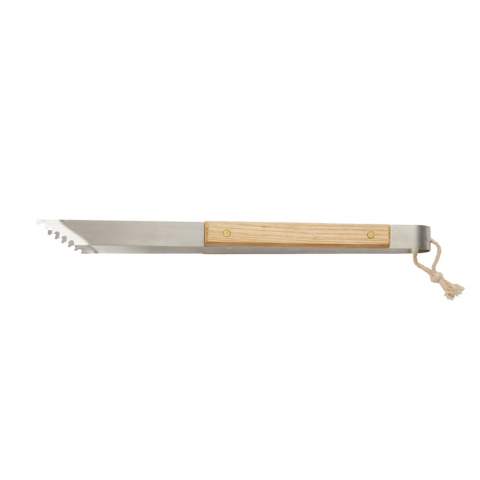 Solid tongs in stainless steel. Perfect for the grill and the kitchen. Ash wood handle.