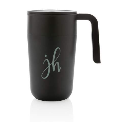 This GRS Recycled PP and stainless steel mug is spillproof and the lid with sliding closure makes this modern mug perfect for enjoying your favourite beverages on the go. Made with GRS certified recycled materials. The inner, lid and handle of the bottle is made from 100% GRS certified PP. GRS certification ensures a completely certified supply chain of the recycled materials. Total recycled content: 60% based on total item weight. BPA free. Capacity 480ml. Including FSC®-certified kraft packaging.<br /><br />HoursHot: 2<br />HoursCold: 4