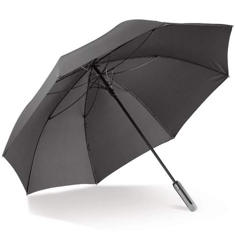 Grand parapluie avec cadre en fibre de verre coupe-vent. L'effet de couleur intelligent entre le dais et la poignée ergonomique confère au parapluie un aspect intemporel. Ce qui convient à tout le monde.