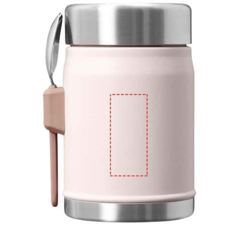 The Stanley Legendary food jar with spork is the ultimate companion for meals on the go, whether you’re traveling or camping. Compact yet spacious, it offers ample room for your favourite hot or cold dishes. The insulated lid features a pressure-release valve, making it easy to open even with temperature changes. Its wide-mouth design allows for effortless filling, pouring, and cleaning. Made from durable stainless steel, it’s top-rack dishwasher safe for quick and easy maintenance. It also comes with a stainless steel spork that fits securely into the side bracket, so you’re always ready to enjoy your meal wherever you are.