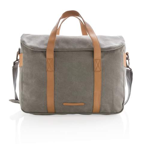 Lässige Tasche aus gepolstertem Canvas zum Schutz Ihres Laptops. Mit stylischen Applikationen aus Kunstleder. Für Laptops bis 15.6", sowie Ihre Dokumente und Tablet. Inkl. Abnehmbarem und verstellbarem Schultergut. PVC-frei.<br /><br />FitsLaptopTabletSizeInches: 15.6<br />PVC free: true