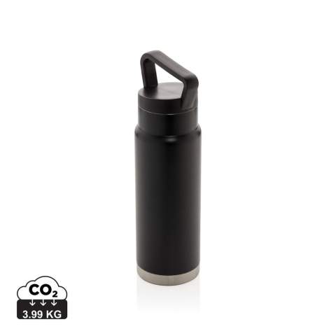 Mit dem Tragegriff auf dem Deckel lässt sich diese Stainless Steel Flasche mit Vakuum-Isolierung perfekt überall hin mitnehmen. Hält Ihre Getränke bis zu 5h warm und bis zu 15h kalt. Kapazität 650ml. BPA frei. Nur Handwäsche.<br /><br />HoursHot: 5<br />HoursCold: 15