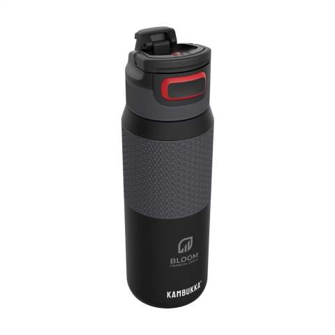 Vacuum insulated 18/8 stainless steel water bottle made by Kambukka® • excellent quality • BPA-free • keeps drinks cool for up to 21 hours • 3-in-1 lid with 2 drinking positions: just push to take a quick sip, or open it completely to drink just as comfortably as from a mug, without spilling • easy to clean thanks to Snapclean®: just pinch and pull to remove the inner, dishwasher-safe mechanism • universal lid: also fits on other Kambukka® drinking bottles • the lid is dishwasher-safe - wash the bottle by hand • carrying handle • handy rubberized grip • non-slip base • 100% leakproof • capacity 750 ml. The lid is designed for quick drinking of cold drinks and is therefore not suitable for drinking hot and warm drinks.     STOCK AVAILABILITY: Up to 1000 pcs accessible within 10 working days plus standard lead-time. Subject to availability.