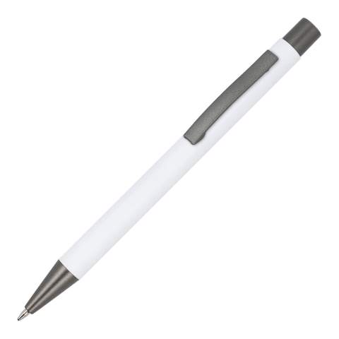 The recycled aluminum edition of our popular New York pen, with a soft touch finish; an elegant, aluminum ball pen with a sleek vibe. The pen comes with black writing ink.