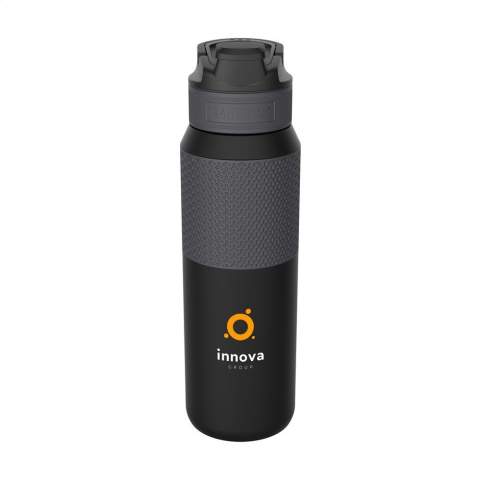 Vacuum insulated 18/8 stainless steel water bottle made by Kambukka® • excellent quality • BPA-free • keeps drinks cool for up to 48 hours • 3-in-1 lid with 2 drinking positions: just push to take a quick sip, or open it completely to drink just as comfortably as from a mug, without spilling • easy to clean thanks to Snapclean®: just pinch and pull to remove the inner, dishwasher-safe mechanism • universal lid: also fits on other Kambukka® drinking bottles • the lid is dishwasher-safe - wash the bottle by hand • carrying handle • handy rubberized grip • non-slip base • 100% leakproof • capacity 1,000 ml. The lid is designed for quick drinking of cold drinks and is therefore not suitable for drinking hot and warm drinks.     STOCK AVAILABILITY: Up to 1000 pcs accessible within 10 working days plus standard lead-time. Subject to availability.