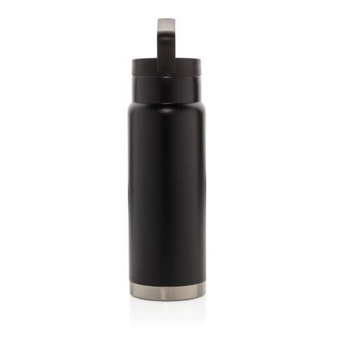Mit dem Tragegriff auf dem Deckel lässt sich diese Stainless Steel Flasche mit Vakuum-Isolierung perfekt überall hin mitnehmen. Hält Ihre Getränke bis zu 5h warm und bis zu 15h kalt. Kapazität 650ml. BPA frei. Nur Handwäsche.<br /><br />HoursHot: 5<br />HoursCold: 15
