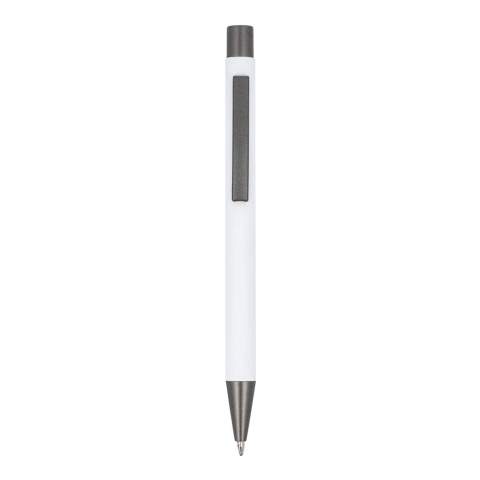 The recycled aluminum edition of our popular New York pen, with a soft touch finish; an elegant, aluminum ball pen with a sleek vibe. The pen comes with black writing ink.