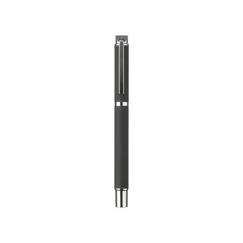 Schickes, metallenes Schreibset: Blauschreibender Kugelschreiber und Fineliner mit schnelltrocknender blauer Tinte. Beides mit stylischem gummierten Abschluss, Clip und hochglänzenden Akzenten. Pro Set in einer Verpackung.