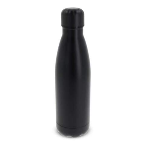 Double walled vacuum insulated drinking bottle with a metallic finish. This 100% leak-proof bottle keeps drinks at the same temperature for longer thanks to the vacuum in between the walls. Drinks will stay warm for up to 12 hours and/or cold up to 24 hours. Comes packaged in a gift box.