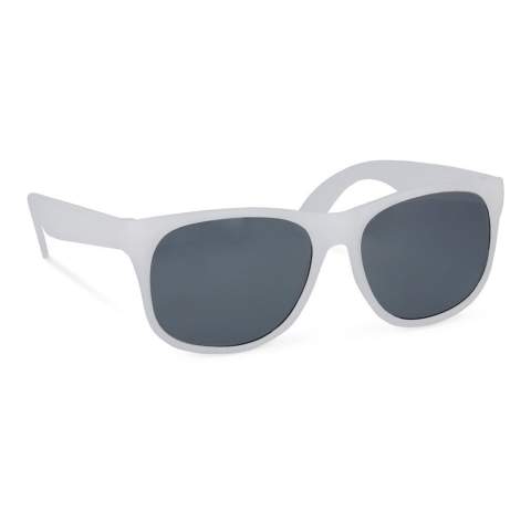 These white unique sunglasses change color when it comes in contact with sun light. This adds the element of surprise to a stylish pair of sunglasses. When the sunglasses haven't been in contact with the sun yet the color is white.