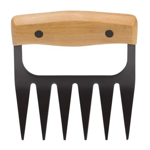 Deze vleesklauwen zijn een perfect hulpmiddel voor iedereen die van pulled-meat houdt. Met dit metalen gereedschap met zwarte tefloncoating en houten handvat, kan het vlees snel worden omgedraaid. Scheur daarna het vlees eenvoudig uit elkaar tot ‘pulled meat’ met behulp van deze klauwen. Wordt geleverd in een geschenkverpakking.
