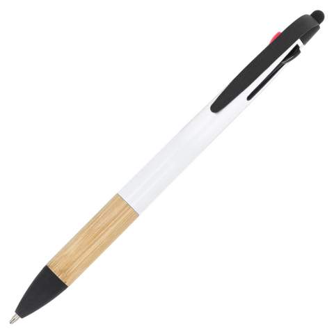 Onze 3-kleuren pen met bamboe grip biedt veelzijdigheid en stijl. Perfect voor het kleurcoderen van je aantekeningen, het is een praktisch en milieuvriendelijk schrijfgerei.