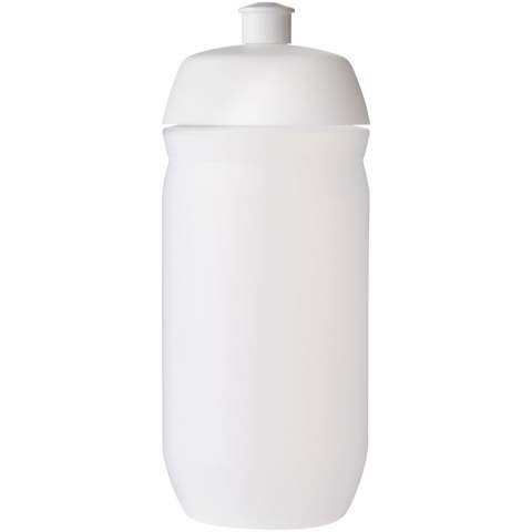 Single-walled sport bottle with a screw-fix pull-up lid. Made from flexible MDPE plastic, this squeezy bottle is perfect for sporting environments. Volume capacity is 500 ml. Made in the UK. BPA-free. EN12875-1 compliant and dishwasher safe.