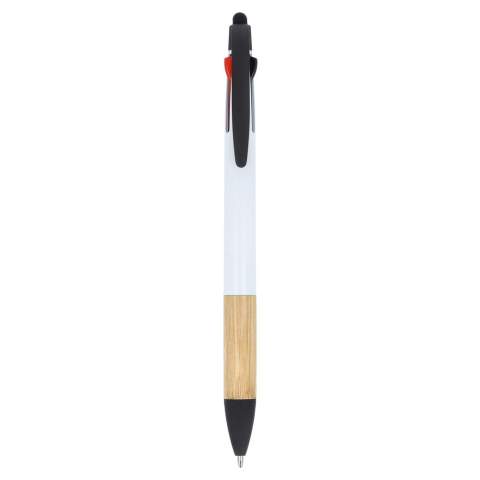 Onze 3-kleuren pen met bamboe grip biedt veelzijdigheid en stijl. Perfect voor het kleurcoderen van je aantekeningen, het is een praktisch en milieuvriendelijk schrijfgerei.
