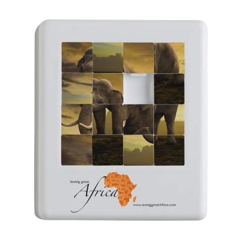 Schuifpuzzel met groot drukoppervlak voor een opdruk in full colour.