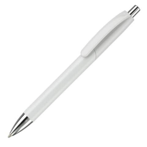 Plastic hardcolour Toppoint designed ball pen with blue Jumbo refill and metallised tip and pusher.