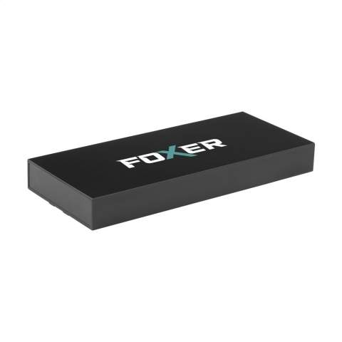 Batterie externe puissant avec un boîtier en aluminium recyclé. Equipé de 2 câbles intégrés, d'un Lightning et d'une connexion USB-C. Avec cette powerbank, vous pouvez charger deux appareils en même temps. La powerbank prend en charge le chargement passthrough, ce qui signifie que vous pouvez charger vos appareils pendant que la powerbank elle-même est en cours de recharge. La powerbank est équipée d'un voyant lumineux et d'une puissante batterie Lithium-iOn rechargeable de 10 000 mAh. Entrée de type C : DC5 V/2 A. Sortie USB-A : DC5V/2A. Sortie des cables : DC 5 V/2 A (max). Comprend un câble de chargement USB-A vers USB-C et un mode d'emploi. Certifié RCS. Matière recyclée totale : 10%.    L'utilisation d'aluminium recyclé permet de réduire le nombre de nouvelles matières premières utilisées pour la fabrication de ce produit. Cela signifie moins de consommation d'énergie et moins d'utilisation d'eau. Par pièce dans une boîte.