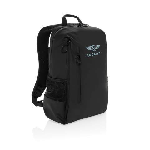 Der Lima Aware™ RPET wasserabweisende 15.6" Laptop Rucksack bietet die perfekte Mischung aus Stil und Schutz für Ihre Technik. Dieser Rucksack aus 100% rPET mit PU-Beschichtung ist so konzipiert, dass er Ihre wichtigsten Utensilien schützt. Das Hauptfach verfügt über ein spezielles Laptopfach für 15,6" Laptops mit einem exklusiven Logo in der oberen linken Ecke und einem Klettverschluss für zusätzliche Sicherheit. Im Inneren befinden sich 2 RFID-geschützte Fächer & 2 Stiftschlaufen für die Organisation. Sie hat außerdem über 2 vordere Reißverschlusstaschen und 2 Seitentaschen, die halb aus Mesh, halb aus Polyester bestehen. Die verstellbaren Schultergurte sorgen für Komfort, während die wasserdichten Reißverschlüsse auf der Vorder- und Rückseite Ihre Habseligkeiten vor Regen schützen. Hergestellt aus recyceltem Polyester, das mit dem AWARE™-Tracer versehen ist. 2% des Erlöses aus jedem verkauften Produkt mit AWARE™ werden an Water.org gespendet. PVC-frei.<br /><br />PVC free: true