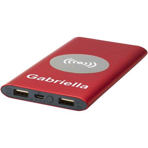 8000 mAh Powerbank mit Aluminiumgehäuse. Unterstützt kabelloses Laden mit 5 W und wird auch mit Mikro-USB-Ausgang geliefert, um das Aufladen per Kabel zu ermöglichen. Mit dem 8000 mAh Lithium-Polymer-Akku kann ein Smartphone mehrmals vollständig aufgeladen werden. Leistungsanzeige, die jederzeit den Energiepegel anzeigt. Mikro-USB-Anschluss: 5 V/2 A Ausgang: 5 V/2A. Kabelloser Ausgang 5 W. Inklusive PVC-freiem TPE Kunststoff Ladekabel. Lieferung in einer Standard-Geschenkbox.