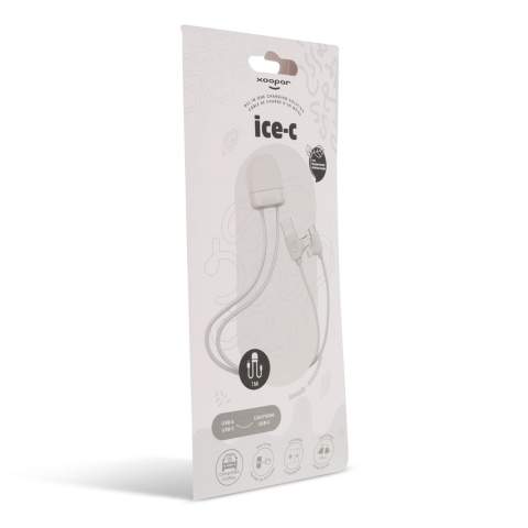 De 27Watt ICE-C oplaadkabel is onze nieuwste multi-oplaadkabel, met een dubbele USB &amp; USB-C ingang en een dubbele USB-C &amp; lightning uitgang. De kabel heeft een lengte van twee keer 50 cm en ondersteunt gegevensoverdracht en autoplay. De totale gerecyclede inhoud is 55% gebaseerd op het gewicht van het artikel. De kabel is verpakt in een duurzame FSC-gecertificeerde papieren envelop.