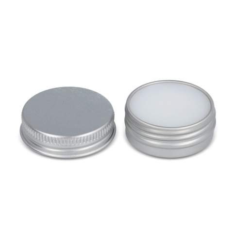 Baume à lèvres dans une boîte ronde avec couvercle à vis, fabriqué à partir d'aluminium recyclé. Apporte un soin doux et hydratant aux lèvres. Compact et écologique, il est facile à utiliser au quotidien.