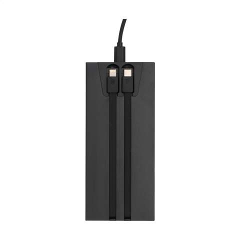 Batterie externe puissant avec un boîtier en aluminium recyclé. Equipé de 2 câbles intégrés, d'un Lightning et d'une connexion USB-C. Avec cette powerbank, vous pouvez charger deux appareils en même temps. La powerbank prend en charge le chargement passthrough, ce qui signifie que vous pouvez charger vos appareils pendant que la powerbank elle-même est en cours de recharge. La powerbank est équipée d'un voyant lumineux et d'une puissante batterie Lithium-iOn rechargeable de 10 000 mAh. Entrée de type C : DC5 V/2 A. Sortie USB-A : DC5V/2A. Sortie des cables : DC 5 V/2 A (max). Comprend un câble de chargement USB-A vers USB-C et un mode d'emploi. Certifié RCS. Matière recyclée totale : 10%.    L'utilisation d'aluminium recyclé permet de réduire le nombre de nouvelles matières premières utilisées pour la fabrication de ce produit. Cela signifie moins de consommation d'énergie et moins d'utilisation d'eau. Par pièce dans une boîte.