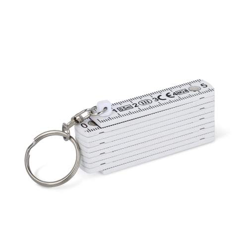 Compact folding ruler key chain with a total, unfolded length of 0.5m. Calibrated for accurate measurements, it's perfect for quick tasks on the go. Conveniently folds for easy storage and portability.