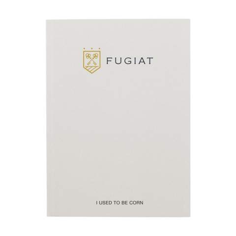 WoW! Notebook in A5 format. With approx. 100 sheets/200 pages of lined paper (80 g/m²). The softcover consists of 15% agricultural and organic waste such as tomatoes, peppers, plants and onions. This waste is mixed with recycled paper from Europe. A handy notebook for taking notes and writing down ideas.