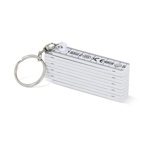 Compact folding ruler key chain with a total, unfolded length of 0.5m. Calibrated for accurate measurements, it's perfect for quick tasks on the go. Conveniently folds for easy storage and portability.