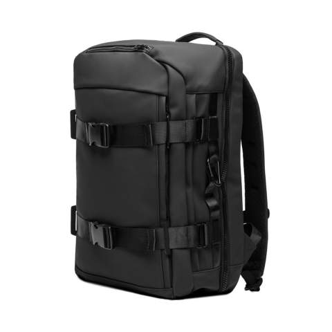 The ultimate companion for your adventures. Crafted with partly RCS certified recycled polyester. The exterior features a sleek PU finish, with mesh backing on the shoulder straps and back for maximum comfort. Designed for convenience, the bag can be fully opened for easy access. With multiple smart features, it offers a laptop compartment, two exterior pockets and a roomy mesh section inside to keep your gear organised. A sturdy top handle and a carabiner to secure smaller items. The clever strap at the back allows easy attachment to a trolley bag. A side zipper offers convenient access to the main mesh compartment. This is the ideal backpack for both daily commutes and weekend adventures. Certified by RCS (Recycled Claim Standard), RCS certification guarantees that the entire supply chain of recycled materials is certified. The total recycled content is based on the overall product weight. This product contains 16% RCS certified recycled polyester.<br /><br />FitsLaptopTabletSizeInches: 15.6