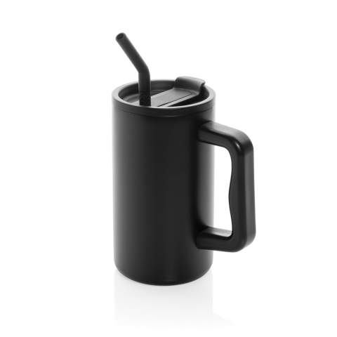 Der stabile Griff und sein breiter Boden machen diesen 800ml Becher zum idealen Begleiter für die tägliche Wasseraufnahme im Büro. Er ist aus langlebigem, RCS zertifiziert recyceltem Edelstahl gefertigt und erfüllt alle Ihre Anforderungen an die Flüssigkeitszufuhr. Der robuste, doppelwandige, vakuumisolierte Becher ist mit einem Deckel, einem Strohhalm und einer Strohhalmspitze aus Silikon ausgestattet. Der Schraubdeckel ist vielseitig einsetzbar, sowohl für heiße als auch für eiskalte Getränke, und bietet eine Doppelfunktion - einen praktischen Trinkauslauf oder die Möglichkeit, einen Strohhalm zu verwenden. Für eine optimale Pflege empfehlen wir, diesen großen Becher von Hand zu waschen.<br /><br />HoursHot: 5<br />HoursCold: 15