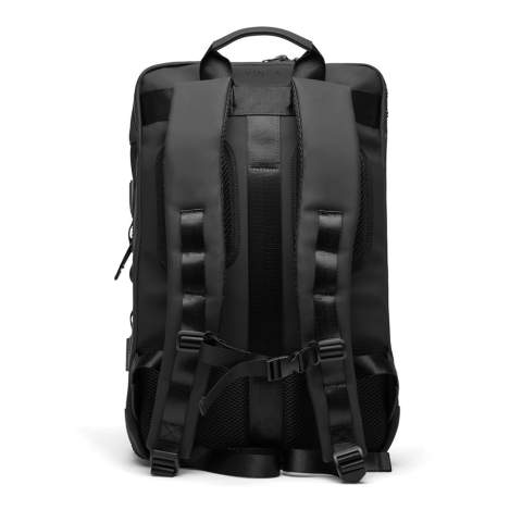 The ultimate companion for your adventures. Crafted with partly RCS certified recycled polyester. The exterior features a sleek PU finish, with mesh backing on the shoulder straps and back for maximum comfort. Designed for convenience, the bag can be fully opened for easy access. With multiple smart features, it offers a laptop compartment, two exterior pockets and a roomy mesh section inside to keep your gear organised. A sturdy top handle and a carabiner to secure smaller items. The clever strap at the back allows easy attachment to a trolley bag. A side zipper offers convenient access to the main mesh compartment. This is the ideal backpack for both daily commutes and weekend adventures. Certified by RCS (Recycled Claim Standard), RCS certification guarantees that the entire supply chain of recycled materials is certified. The total recycled content is based on the overall product weight. This product contains 16% RCS certified recycled polyester.<br /><br />FitsLaptopTabletSizeInches: 15.6