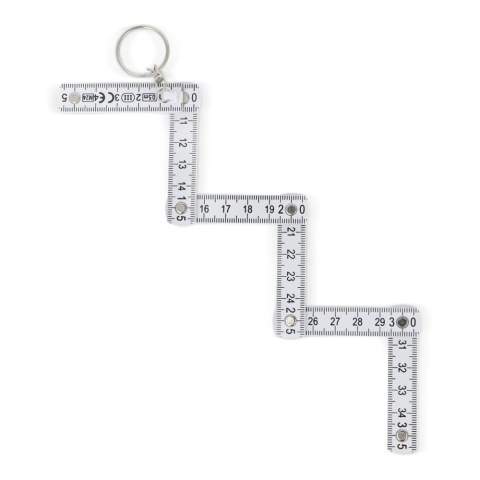 Compact folding ruler key chain with a total, unfolded length of 0.5m. Calibrated for accurate measurements, it's perfect for quick tasks on the go. Conveniently folds for easy storage and portability.