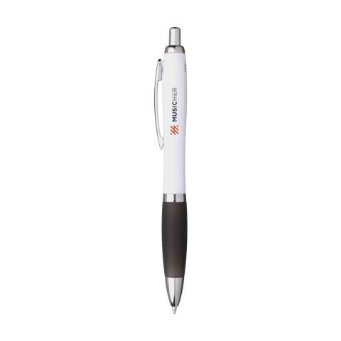 WoW! Blue ink ballpoint pen. The transparent coloured holder is made from recycled ABS. With push button, metal clip and silver coloured accents. GRS-certified. Total recycled material: 78%.